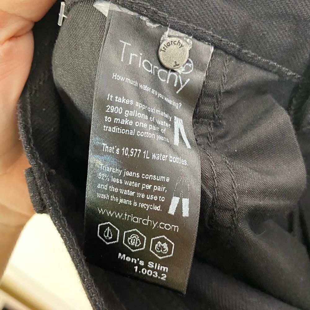 NEW Triarchy Slim Straight Black Button Fly Jeans - Picture 8 of 8